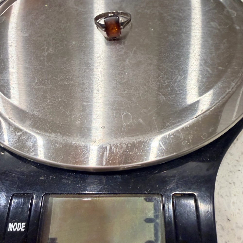 Amber .925 Silver VINTAGE Ring with lots of bugs/debris 9-1/4 3 grams - Picture 8 of 8
